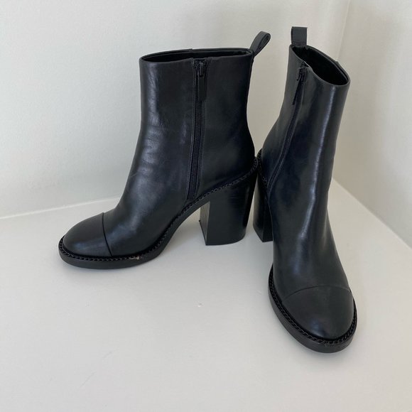 KENDALL & KYLIE BLACK LEATHER ANKLE BOOTS SZ 10 - Picture 5 of 5